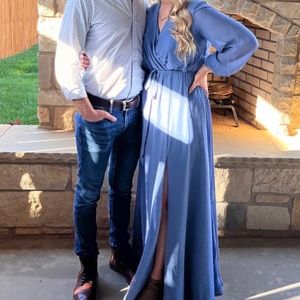 Slate blue long sleeve dress with sleeves